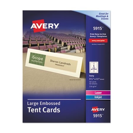 Avery Dennison Avery, Large Embossed Tent Card, Ivory, 3 1/2 X 11, 50PK 5915